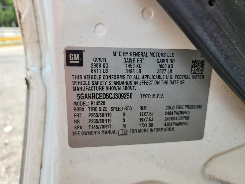 2012 Buick Enclave მანქანა იყიდება აუქციონზე, vin: 5GAKRCED5CJ309250, აუქციონის ნომერი: 65503596