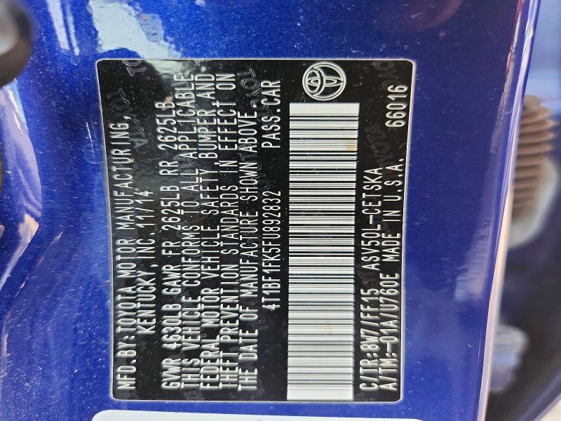 64085586 :رقم المزاد ، 4T1BF1FK5FU892832 vin ، 2015 Toyota Camry مزاد بيع