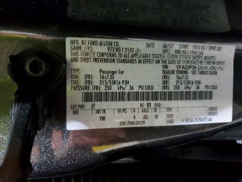 Aukcja sprzedaży 2017 Ford Focus, vin: 1FADP3F2XHL320112, numer aukcji: 65335526