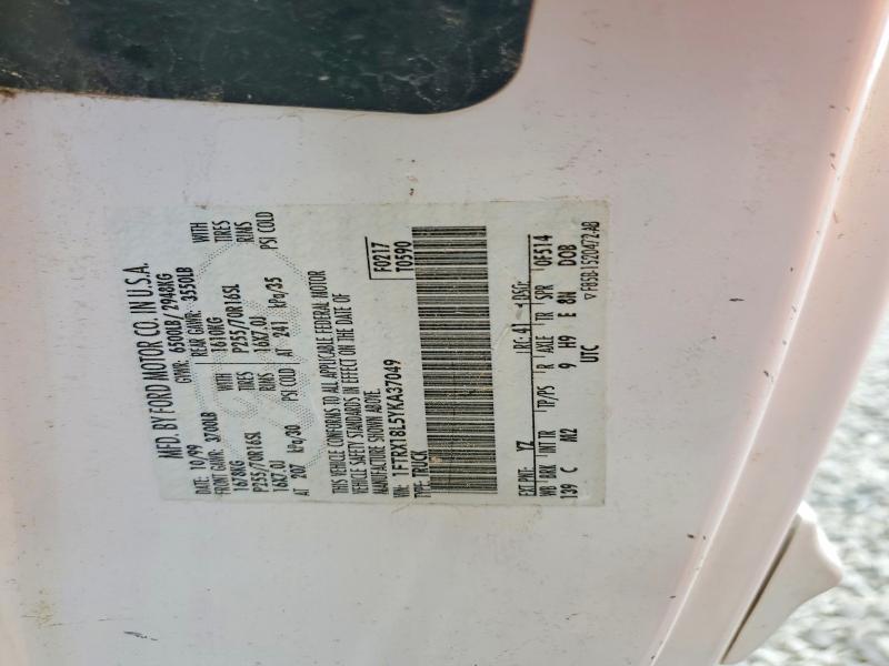 2000 Ford F150 მანქანა იყიდება აუქციონზე, vin: 1FTRX18L5YKA37049, აუქციონის ნომერი: 65183986