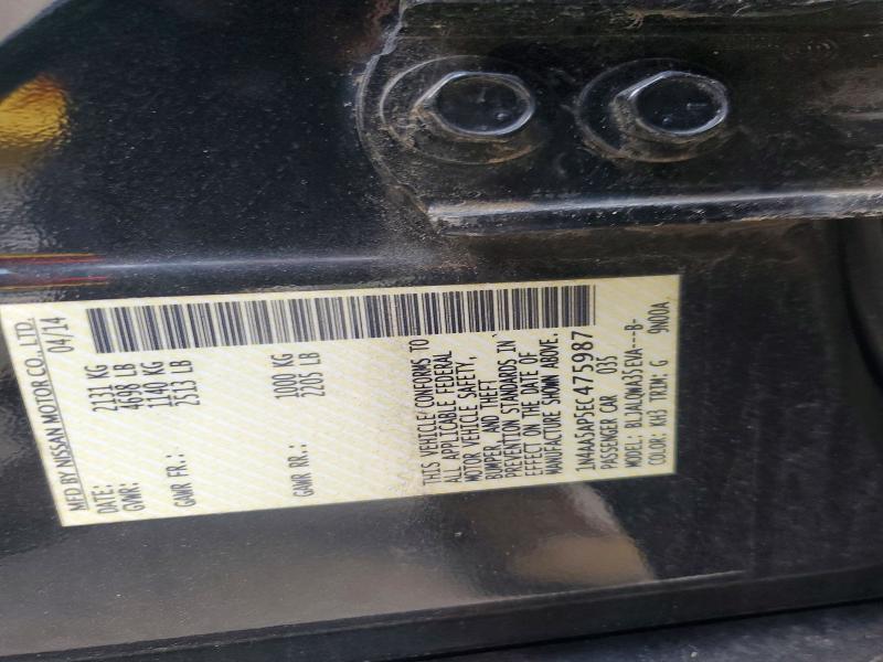 2014 Nissan Maxima მანქანა იყიდება აუქციონზე, vin: 1N4AA5AP5EC475987, აუქციონის ნომერი: 63446286