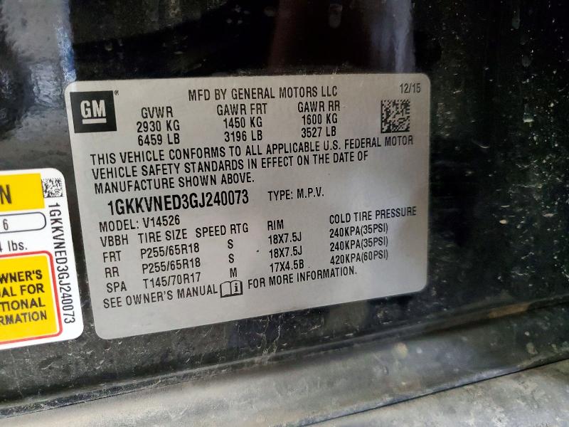 Aukcja sprzedaży 2016 Gmc Acadia, vin: 1GKKVNED3GJ240073, numer aukcji: 66563996
