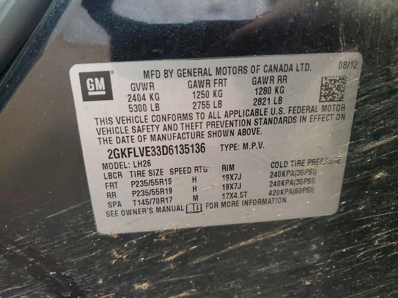 2013 Gmc Terrain მანქანა იყიდება აუქციონზე, vin: 2GKFLVE33D6135136, აუქციონის ნომერი: 66609676