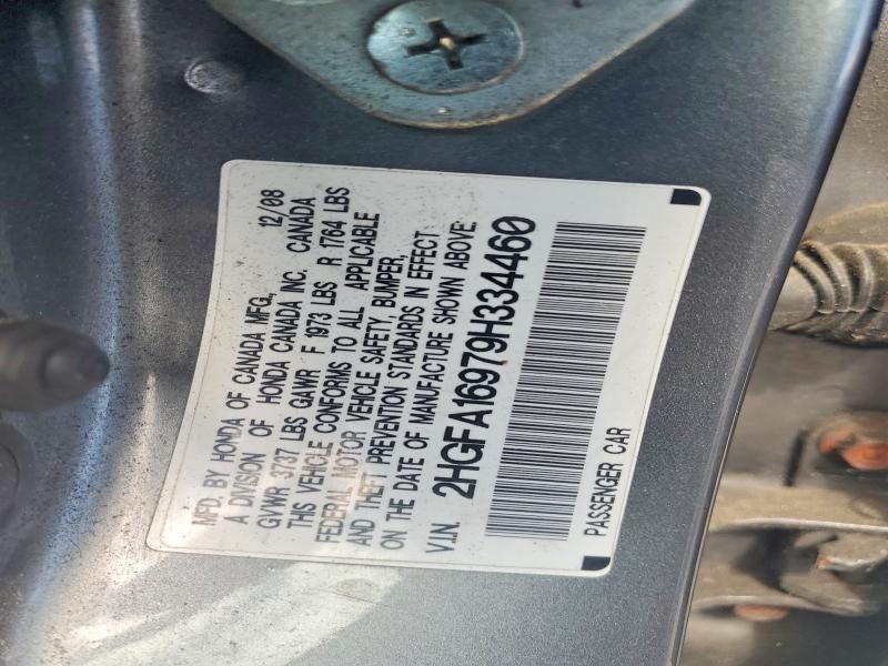 63951176 :رقم المزاد ، 2HGFA16979H334460 vin ، 2009 Honda Civic مزاد بيع
