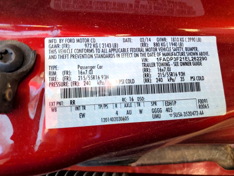Aukcja sprzedaży 2014 Ford Focus, vin: 1FADP3F21EL262290, numer aukcji: 65813926