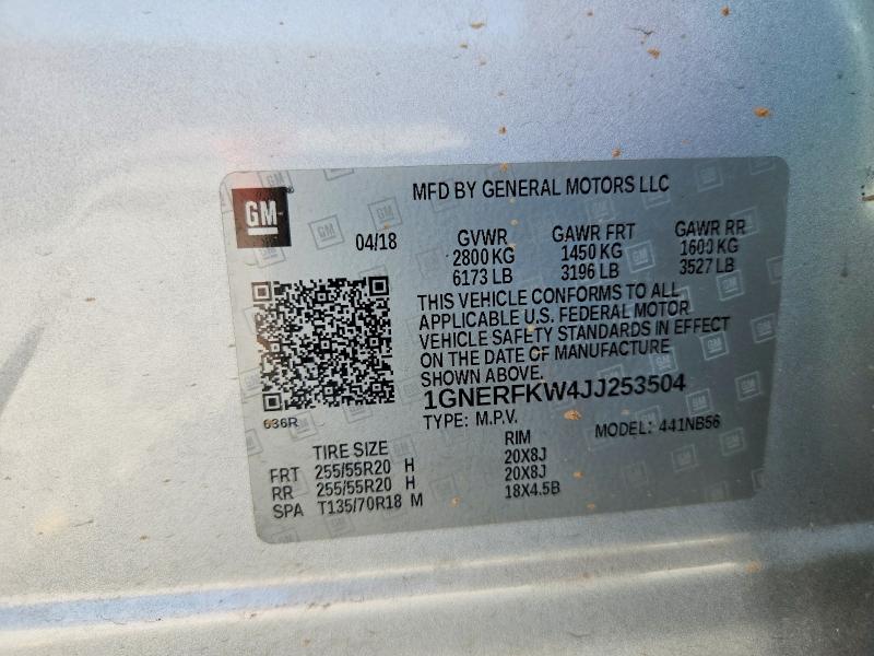 Aukcja sprzedaży 2018 Chevrolet Traverse, vin: 1GNERFKW4JJ253504, numer aukcji: 66301676