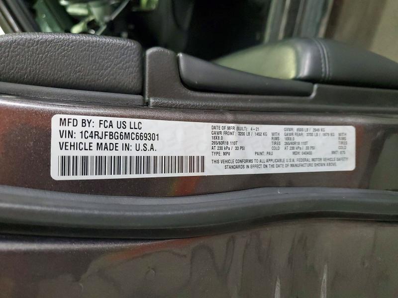 Продаж на аукціоні авто 2021 Jeep Grand Cherokee, vin: 1C4RJFBG6MC669301, номер лоту: 64864016