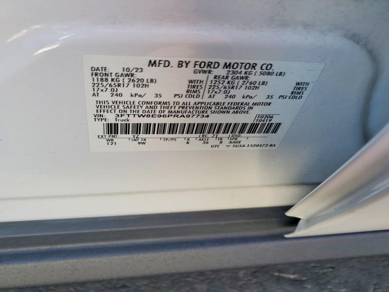 2023 Ford Maverick მანქანა იყიდება აუქციონზე, vin: 3FTTW8E96PRA97734, აუქციონის ნომერი: 65845816