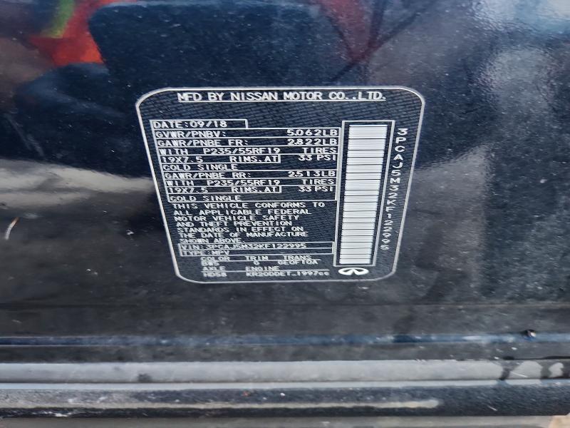 65182276 :رقم المزاد ، 3PCAJ5M32KF122995 vin ، 2019 Infiniti Qx50 مزاد بيع