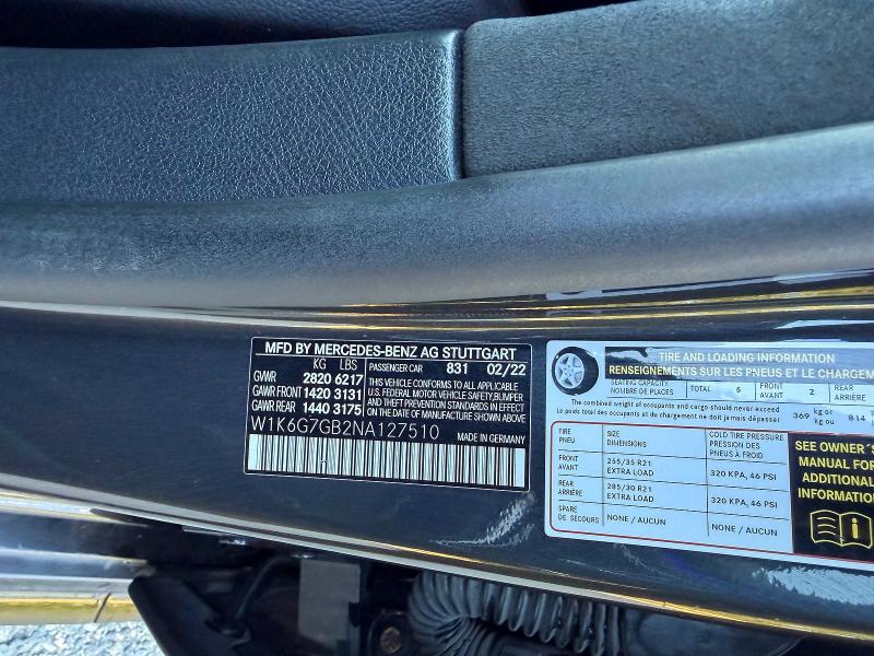 Продажа на аукционе авто 2022 Mercedes-benz S, vin: W1K6G7GB2NA127510, номер лота: 67408286