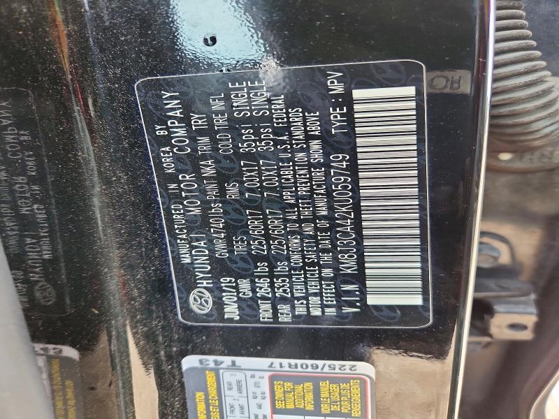 64450666 :رقم المزاد ، KM8J3CA42KU059749 vin ، 2019 Hyundai Tucson مزاد بيع