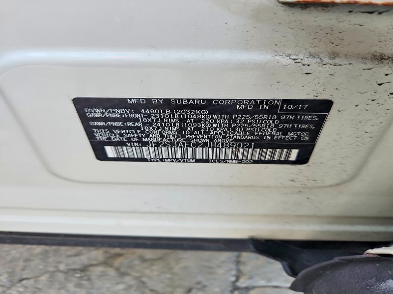Aukcja sprzedaży 2018 Subaru Forester, vin: JF2SJAEC2JH489021, numer aukcji: 65520386