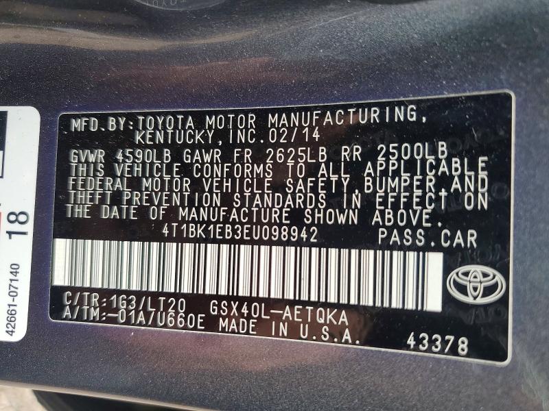 Aukcja sprzedaży 2014 Toyota Avalon, vin: 4T1BK1EB3EU098942, numer aukcji: 64474276