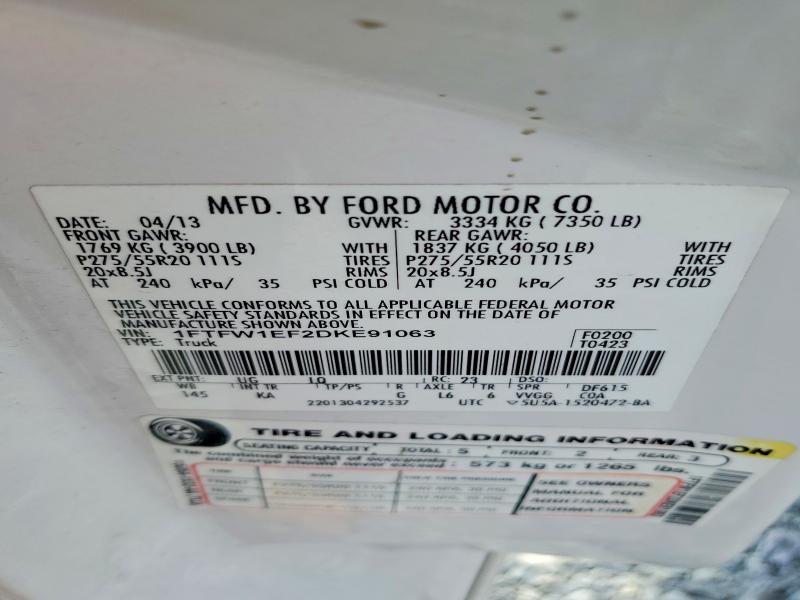 Aukcja sprzedaży 2013 Ford F150, vin: 1FTFW1EF2DKE91063, numer aukcji: 63259036