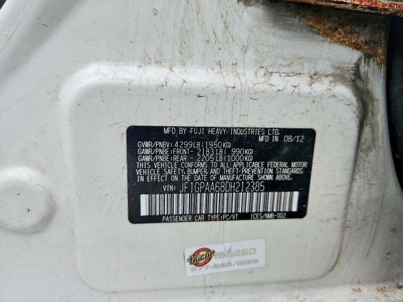 66338836 :رقم المزاد ، JF1GPAA68DH212385 vin ، 2013 Subaru Impreza مزاد بيع