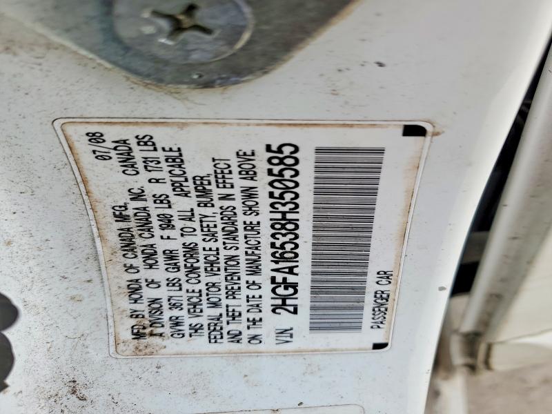 Aukcja sprzedaży 2008 Honda Civic, vin: 2HGFA16538H350585, numer aukcji: 63859166