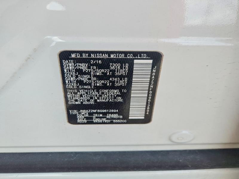 Auction sale of the 2016 Infiniti Qx80, vin: JN8AZ2NF6G9612894, lot number: 64213586