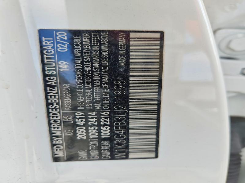 64312926 :رقم المزاد ، W1K3G4FB3LJ211898 vin ، 2020 Mercedes-benz A مزاد بيع