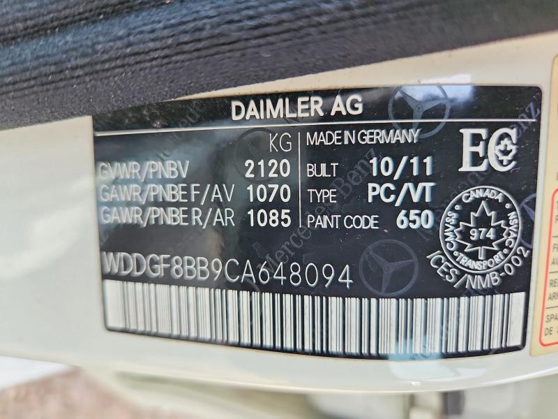 Auction sale of the 2012 Mercedes-benz C, vin: WDDGF8BB9CA648094, lot number: 62462916