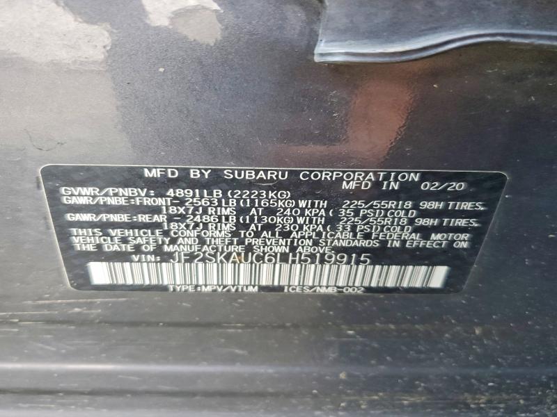 65403366 :رقم المزاد ، JF2SKAUC6LH519915 vin ، 2020 Subaru Forester مزاد بيع
