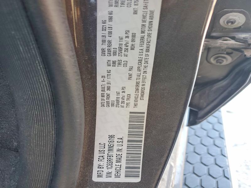 Продажа на аукционе авто 2021 Ram 1500, vin: 1C6SRFBT1MN516196, номер лота: 66587976