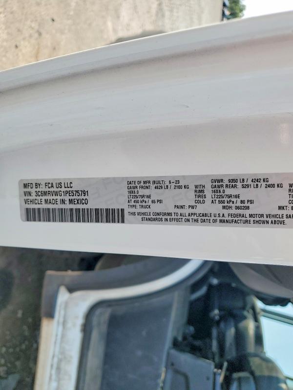 2023 Ram Promaster 3500 მანქანა იყიდება აუქციონზე, vin: 3C6MRVWG1PE575791, აუქციონის ნომერი: 64661696