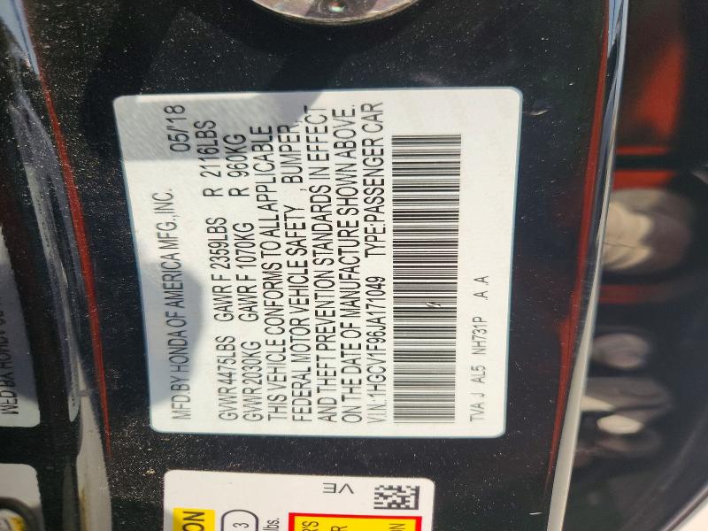 Продажа на аукционе авто 2018 Honda Accord, vin: 1HGCV1F96JA171049, номер лота: 66455686