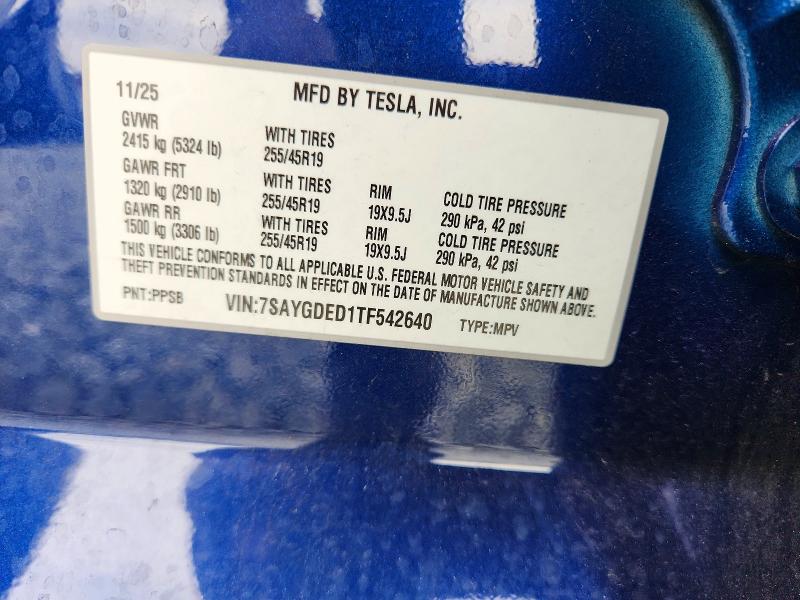Aukcja sprzedaży 2026 Tesla Model Y, vin: 7SAYGDED1TF542640, numer aukcji: 66974416