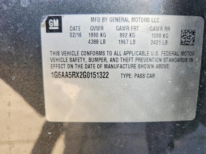 65686366 :رقم المزاد ، 1G6AA5RX2G0151322 vin ، 2016 Cadillac Ats مزاد بيع