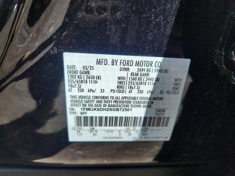 2025 Ford Explorer მანქანა იყიდება აუქციონზე, vin: 1FMUK8DH2SGB72501, აუქციონის ნომერი: 63407486