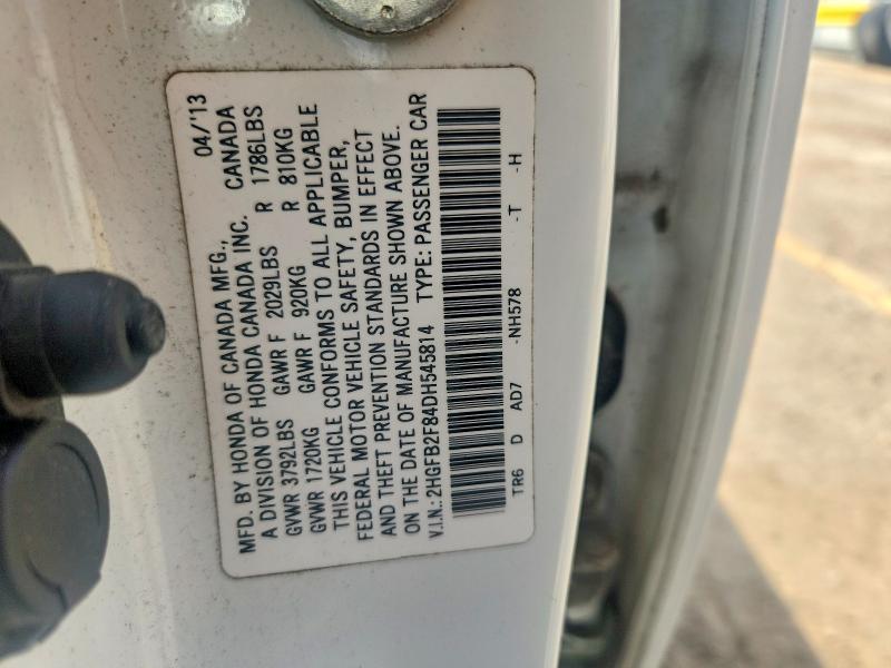 65325366 :رقم المزاد ، 2HGFB2F84DH545814 vin ، 2013 Honda Civic مزاد بيع