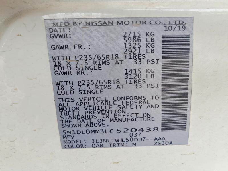 Aukcja sprzedaży 2020 Infiniti Qx60, vin: 5N1DL0MM3LC520438, numer aukcji: 66593346