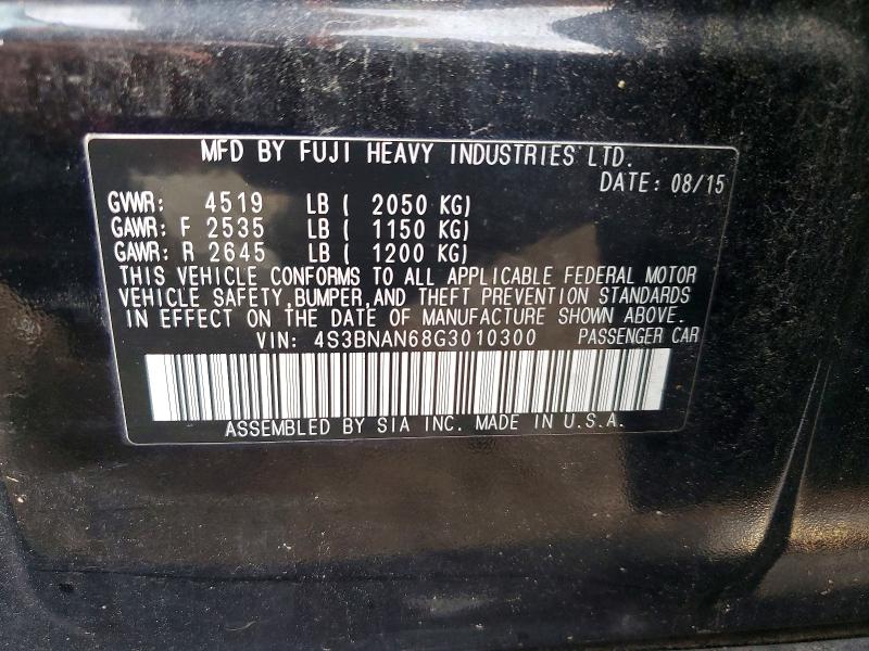 66886506 :رقم المزاد ، 4S3BNAN68G3010300 vin ، 2016 Subaru Legacy مزاد بيع