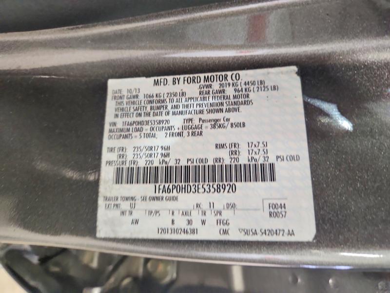 Продажа на аукционе авто 2014 Ford Fusion, vin: 1FA6P0HD3E5358920, номер лота: 65270936