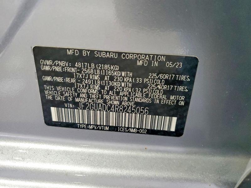 Aukcja sprzedaży 2024 Subaru Crosstrek, vin: JF2GUADC4R8245056, numer aukcji: 65601486