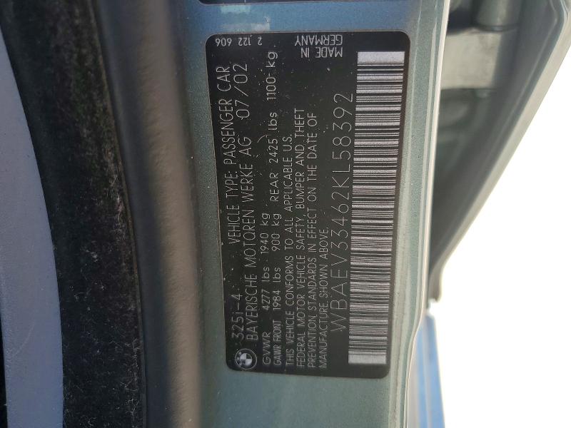 Продаж на аукціоні авто 2002 Bmw 325, vin: WBAEV33462KL58392, номер лоту: 65956476