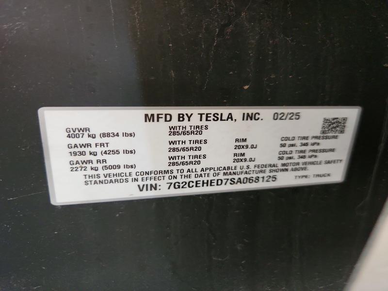 2025 Tesla Cybertruck მანქანა იყიდება აუქციონზე, vin: 7G2CEHED7SA068125, აუქციონის ნომერი: 63716636