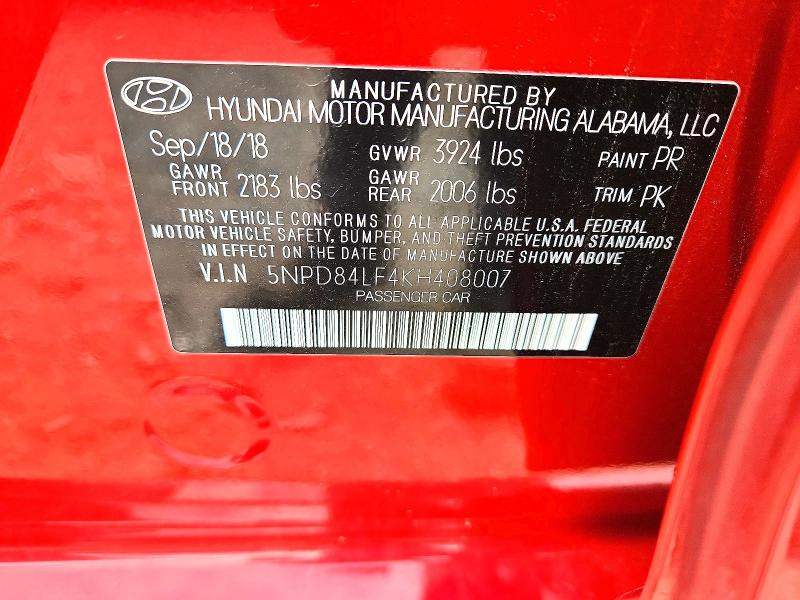 Продаж на аукціоні авто 2019 Hyundai Elantra, vin: 5NPD84LF4KH408007, номер лоту: 64090446