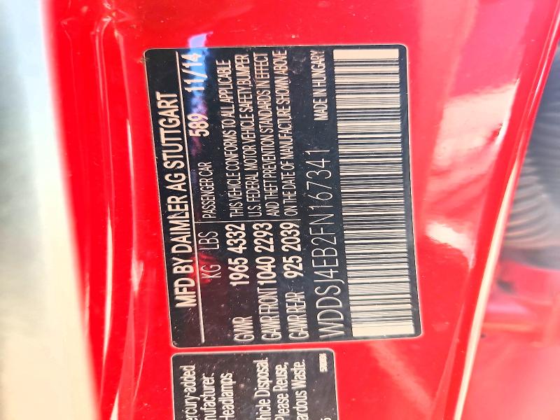 65512506 :رقم المزاد ، WDDSJ4EB2FN167341 vin ، 2015 Mercedes-benz Cla مزاد بيع