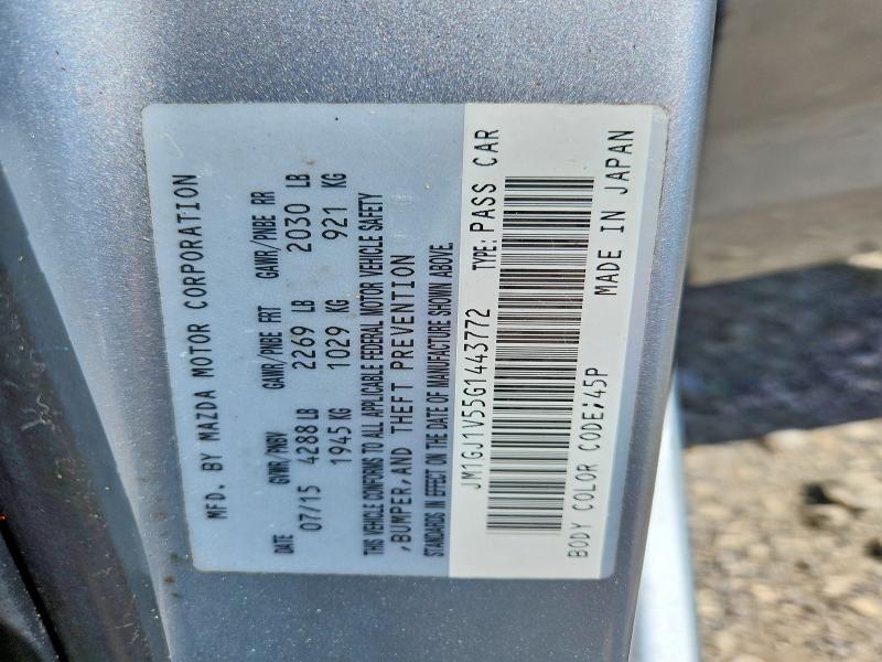 2016 Mazda 6 მანქანა იყიდება აუქციონზე, vin: JM1GJ1V55G1443772, აუქციონის ნომერი: 64265316