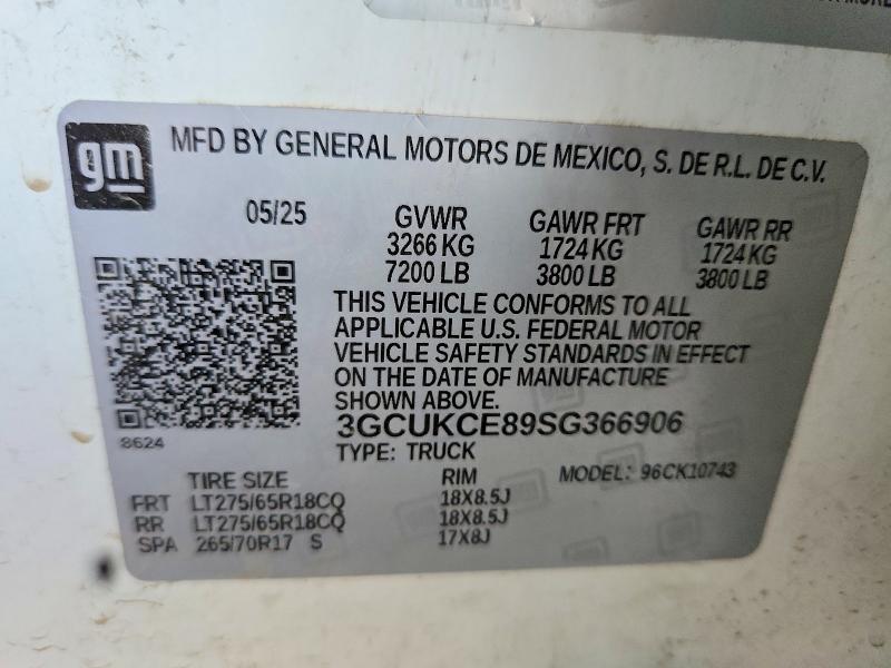 2025 Chevrolet Silverado მანქანა იყიდება აუქციონზე, vin: 3GCUKCE89SG366906, აუქციონის ნომერი: 66295666