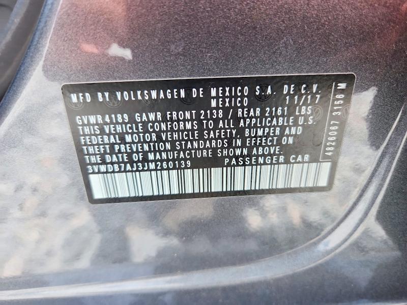Продажа на аукционе авто 2018 Volkswagen Jetta, vin: 3VWDB7AJ3JM260139, номер лота: 64045546