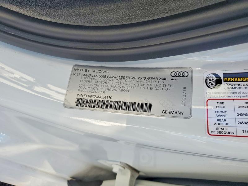 66839616 :رقم المزاد ، WAUD8AFC3JN054170 vin ، 2018 Audi A6 مزاد بيع