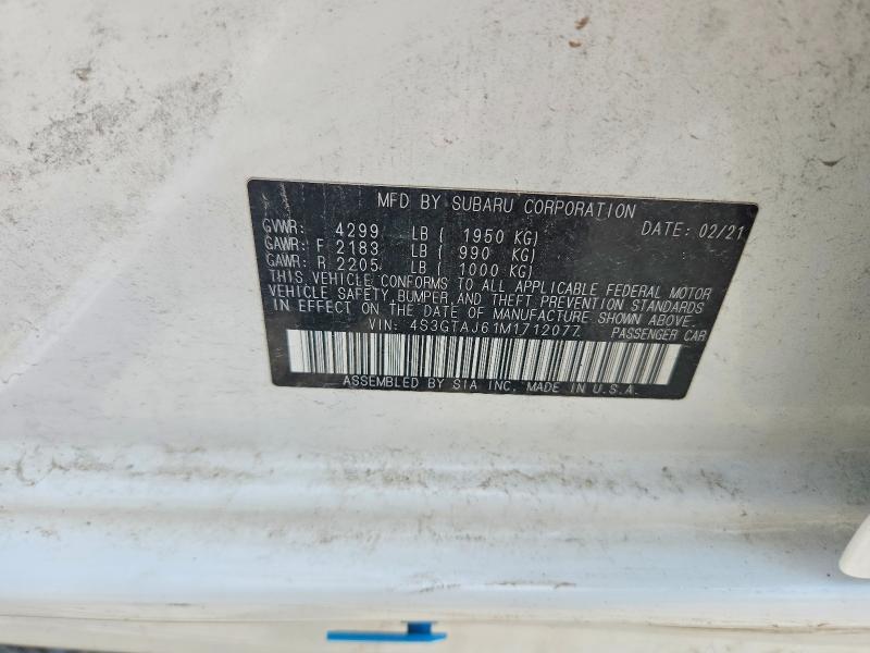 2021 Subaru Impreza მანქანა იყიდება აუქციონზე, vin: 4S3GTAJ61M1712077, აუქციონის ნომერი: 65110456