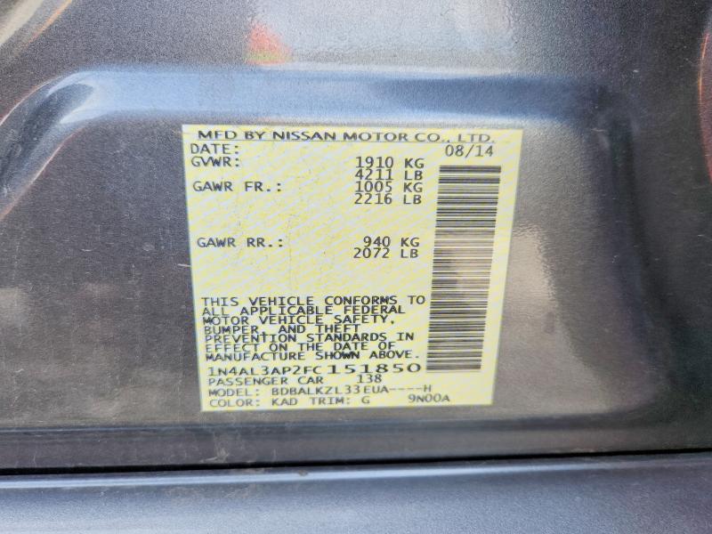 Продажа на аукционе авто 2015 Nissan Altima, vin: 1N4AL3AP2FC151850, номер лота: 64856696