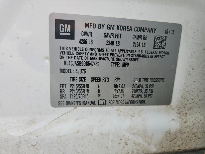 66741156 :رقم المزاد ، KL4CJASB9GB547484 vin ، 2016 Buick Encore مزاد بيع