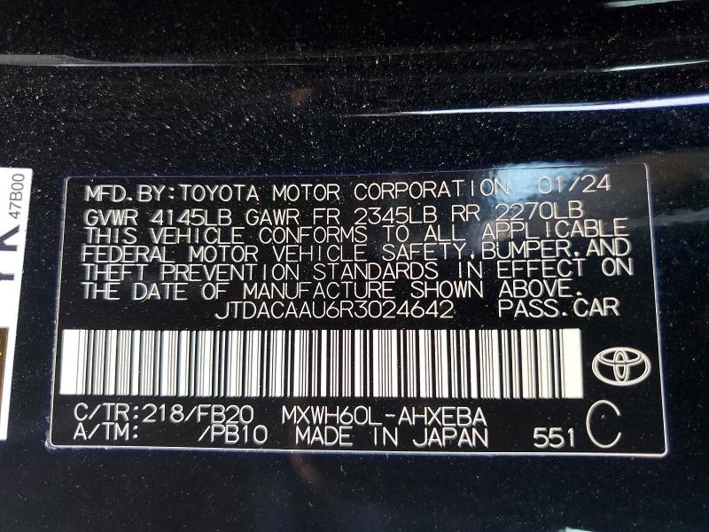 Продаж на аукціоні авто 2024 Toyota Prius, vin: JTDACAAU6R3024642, номер лоту: 66775386