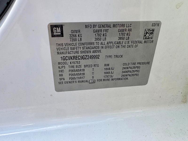 2016 Chevrolet Silverado მანქანა იყიდება აუქციონზე, vin: 1GCVKREC9GZ249992, აუქციონის ნომერი: 64384436