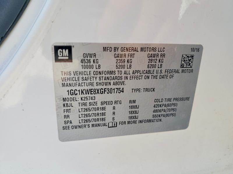 Aukcja sprzedaży 2016 Chevrolet Silverado, vin: 1GC1KWE8XGF301754, numer aukcji: 63536846