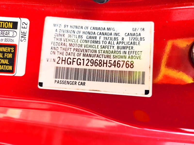 2008 Honda Civic მანქანა იყიდება აუქციონზე, vin: 2HGFG12968H546768, აუქციონის ნომერი: 64545236